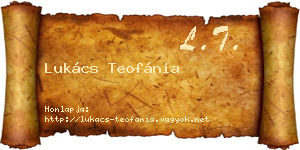 Lukács Teofánia névjegykártya